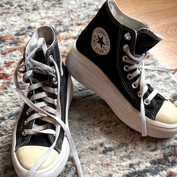 Converse Shoes - Converse Black and White Platform Canvas High-Tops size 7